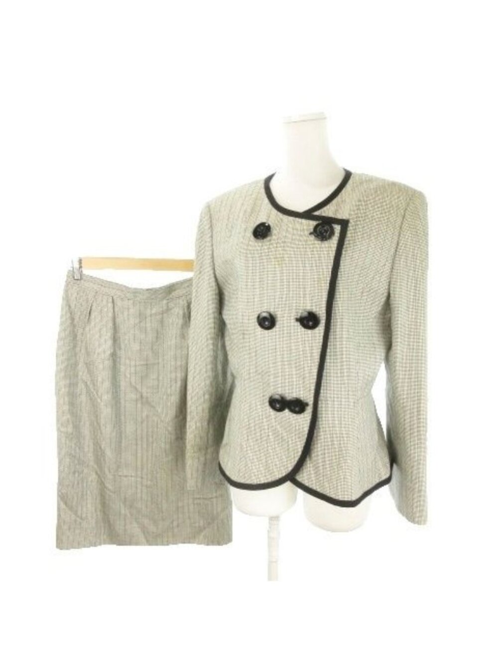 Dior Suit Jacket & Skirt Set 11 White Black Double Color All Over Pattern